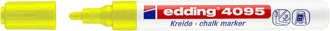 Edding 4095 Rotulador de Tiza Liquida - Punta Redonda - Trazo entre 2 y 3mm - Olor Neutro - Color Amarillo Neon · Pack de 10 uds.