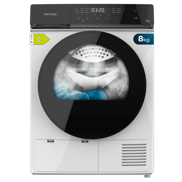 Cecotec Bolero DressCode Dry 8400 Inverter Secadora con Bomba de Calor de 8kg - 15 Programas - Tambor de Acero Inoxidable - Motor Inverter - Programable - Bloqueo de Seguridad - Color Blanco