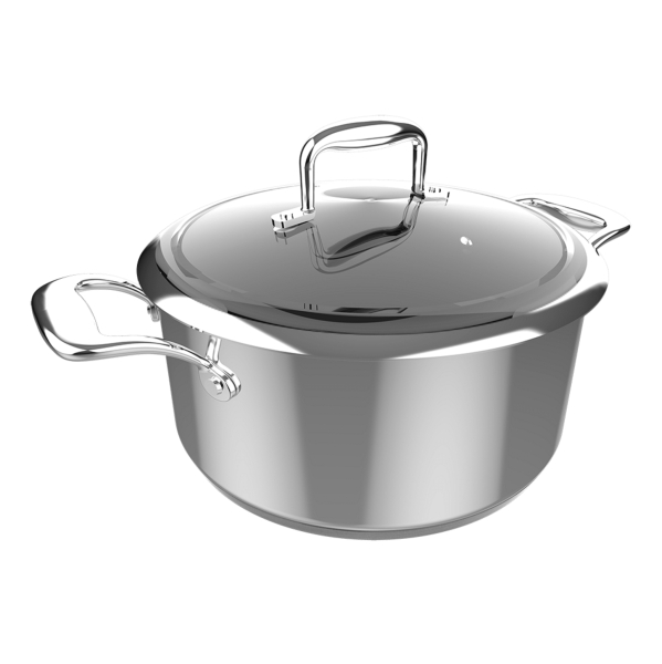 Cecotec Polka Classy Olla de 24cm de Diametro - Capacidad de 4L - Acero Inoxidable 18/10 - Tapa de Cristal y Acero - Revestimiento Antiadherente - Apto para Lavavajillas - Compatible con Ind