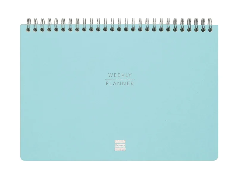 Finocam Haiku Planificador sin Fechar - Internacional - Semana Vista Vertical - 240x165mm - Tapa Dura - Papel de 95g/m2 - 57 Semanas - Espiral Metalica - Color Azul
