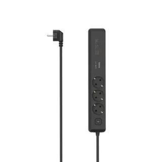 Hama Regleta Alimentacion con 6 Tomas - Cable 1.4m - 3x Schuko - 2x USB-C - 1x USB-A - Interruptor de Encendido - Enchufe Schuko en Angulo - Power Delivery - 4.4x6x33cm - Color Negro y Gris