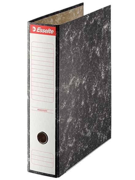 Esselte Archivador de Palanca Formato Folio - Lomo 75mm - Capacidad para 500 Hojas - Color Negro Jaspeado · Pack de 20 uds.