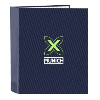 Safta Munich Blue Indigo Carpeta con 4 Anillas 40mm - Tapas Duras Forradas - Formato Folio - 270x60x330mm - Color Azul Marino