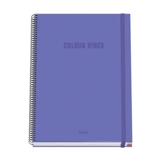 Dohe Colour Vives Cuaderno Espiral A4 100 Hojas Microperforadas Cuadricula 5mm - Tapa Dura Carton Forrado - Cierre de Goma - Bandas de Color - Color Morado