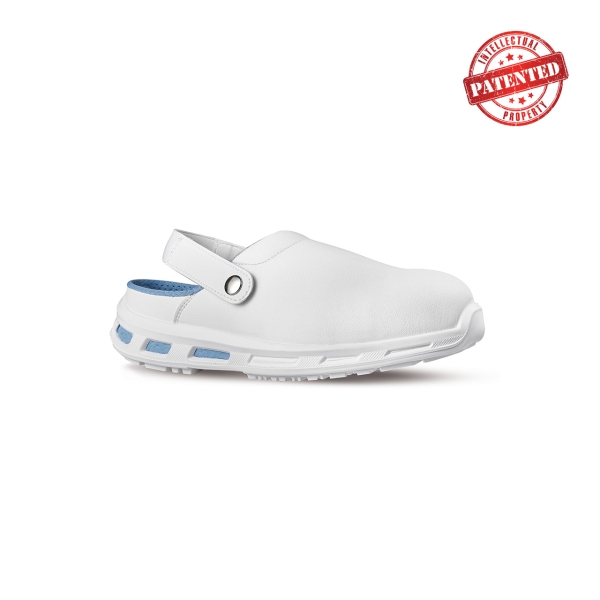 Upower Moon O Calzado de Seguridad - Talla 35 - Empeine de Microfibra, Puntal de Composite, Suela Antideslizante de Poliuretano, Proteccion SB e a FO SR - Color Blanco