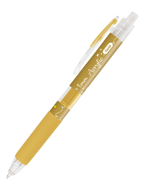 Online Boligrafo Retractil - Tinta Acrilica - Punta Fina de 1mm - Color Oro · Pack de 6 uds.