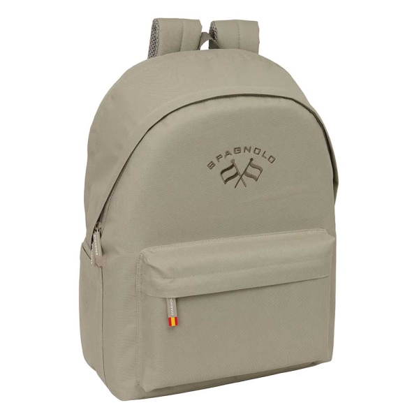 Safta Spagnolo Mochila para Portatiles hasta 15.6" - Bolsillo para Tablet hasta 11" - Antirrobo - Asa de Mano - Conector USB - Cremallera - Doble Tirador - Acolchada - 31x44x18cm - Color Marron Claro