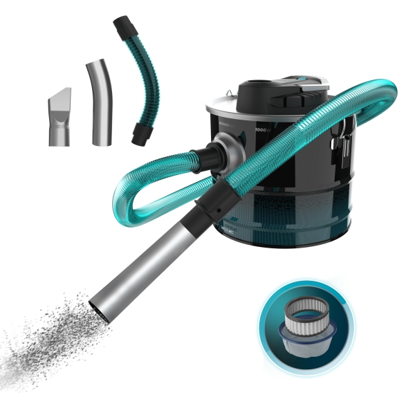 Cecotec Conga Ash 3000 Home Aspirador de Cenizas - 1000W - Capacidad 15L - Succion 15kPa - Tubo Reforzado Metalico - Deposito Acero Inoxidable - Boquilla 38mm - Filtro Lavable - Color Negro