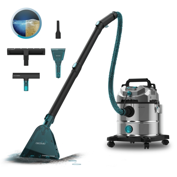 Cecotec Conga CarpetClean 20000 Pro Ultra Aspirador para Tapiceria de Solidos y Liquidos - 1600W - 21kPa - 2 Depositos de 20L y 4.2 L - Incluye Accesorios - Radio Accion 8.5m - Pulverizador