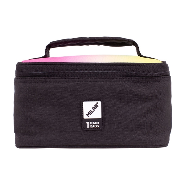 Milan Sunset Bolsa Isotermica Porta Alimentos de 1.5L - Incluye 1 Recipiente - 22x12.5x12cm - Color Negro