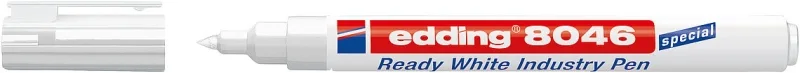 Edding 8046 Rotulador Permanente Industrial - Punta Redonda 1-3mm - Tinta Opaca - Resistente al Desgaste, Roce y Luz - Color Blanco · Pack de 10 uds.