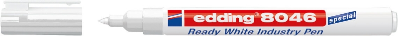 Edding 8046 Rotulador Permanente Industrial - Punta Redonda 1-3mm - Tinta Opaca - Resistente al Desgaste, Roce y Luz - Color Blanco · Pack de 10 uds.