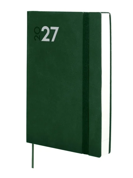 Finocam Dynamic Mara Agenda Profesional en Catalan - Anual 2027 - 1 Dia por Pagina - Formato Y10 - 140x204mm - Goma Elastica - Tapa Blanda de PU - Esquinas Microperforadas - Papel de 80g/m2 - Color Verde