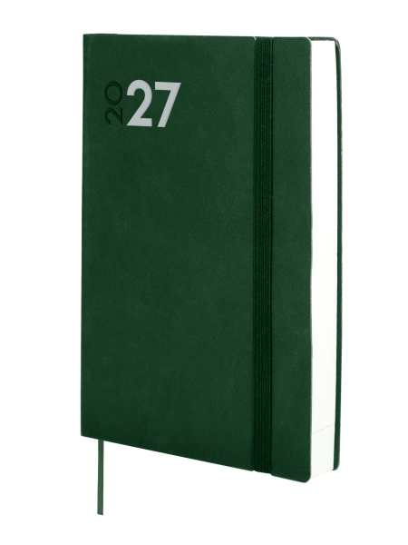 Finocam Dynamic Mara Agenda Profesional en Catalan - Anual 2027 - 1 Dia por Pagina - Formato Y10 - 140x204mm - Goma Elastica - Tapa Blanda de PU - Esquinas Microperforadas - Papel de 80g/m2 - Color Verde