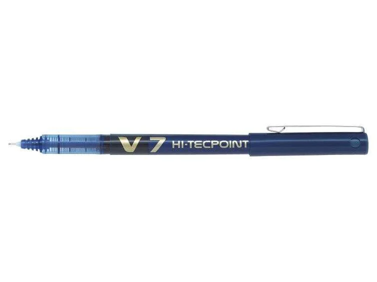 Pilot Boligrafo de Tinta Liquida V7 HI-Tecpoint Rollerball - Punta Fina de Aguja 0.7mm - Trazo 0.5mm - Color Azul · Pack de 12 uds.