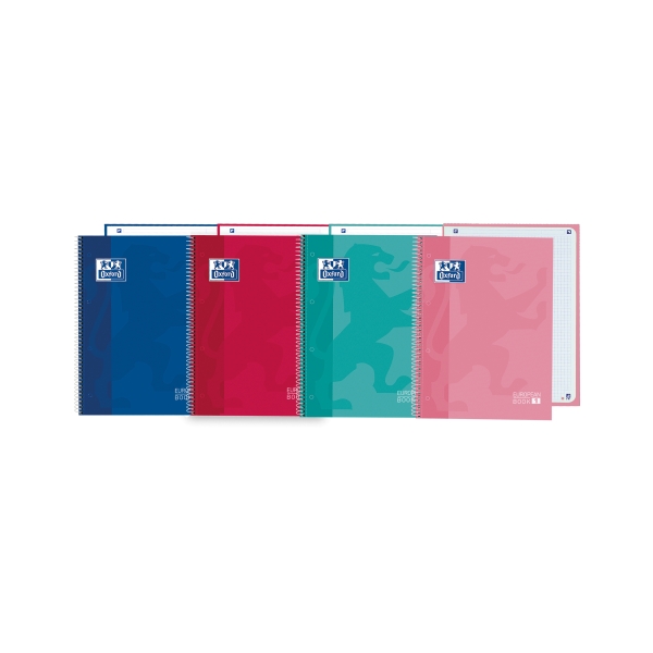 Oxford Cuaderno de Espiral - Formato A5+ - 80 Hojas - Cuadricula 5x5mm - Tapa Extradura - Digitalizacion de Textos con App - Colores Surtidos · Pack de 5 uds.