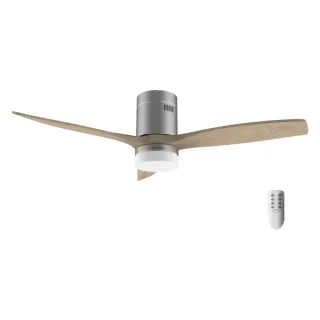 Cecotec EnergySilence Aero 5600 Classic Steel Ventilador de Techo con 3 Aspas de Madera y Luz - 40W - Diametro de 52" - 6 Velocidades - LED - Modo Invierno - Temporizador - Acero Inoxidable