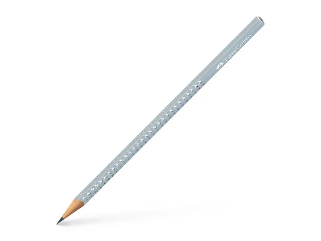 Faber-Castell Sparkle Aurora Lapiz Triangular de Grafito B - Mina Resistente a la Rotura - Con Cabelilla Plateada - Color del Cuerpo Azul Helado · Pack de 12 uds.