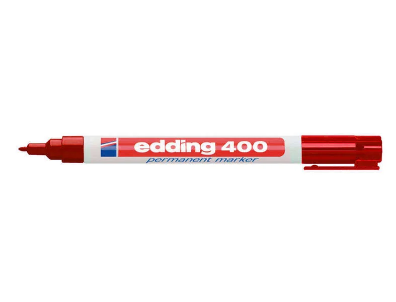 Edding 400 Rotulador Permanente - Punta Redonda - Trazo 1 mm. - Recargable - Secado Rapido - Color Rojo · Pack de 10 uds.