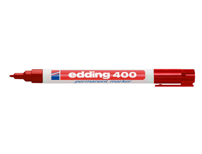 Edding 400 Rotulador Permanente - Punta Redonda - Trazo 1 mm. - Recargable - Secado Rapido - Color Rojo · Pack de 10 uds.
