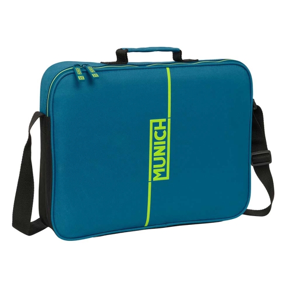 Safta Munich Land Maletin con Cremallera - Bandolera Ajustable - Asa Forrada - Doble Tirador - Fondo Semirigido - 6L - 380x60x280mm - Color Azul Oscuro