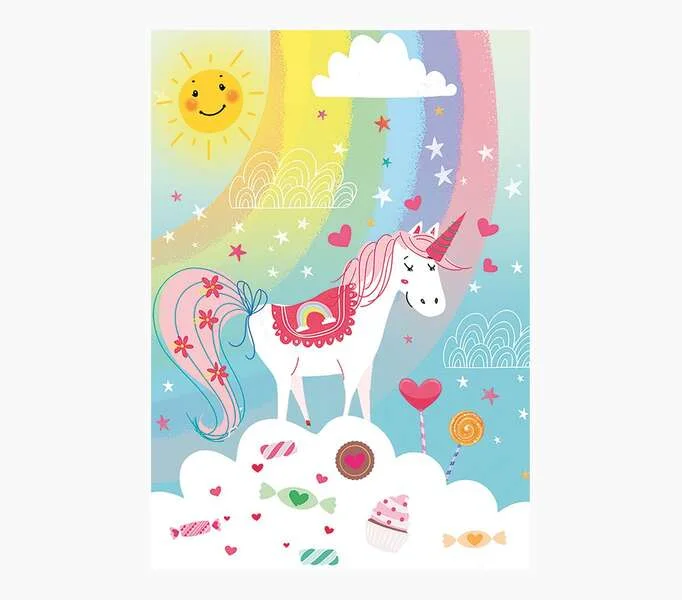 Pictura Tarjeta Zig-Zag - 15x22cm - Tematica Unicornio - Triptica sin Envoltorio - Incluye Sobre Blanco - Papel con Certificacion FSC