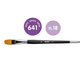 Milan 612 Premium Synthetic Pack de 4 Pinceles Lengua de Gato Numero 18 - Bolsa con Colgador - Pelo Sintetico - Mango Corto - Color Negro