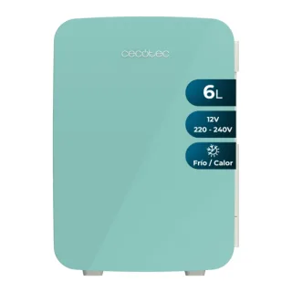 Cecotec Bolero MiniCooling 6L Bahamas Mint Mini Frigorifico Portatil - Capacidad 6L - 12V/220V - Temperatura Regulable - Enfria hasta 5ºC - Funcion Calentamiento hasta 65ºC - Color Menta