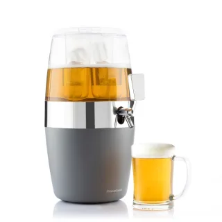 Innovagoods Freer Dispensador Refrigerante para Bebidas - Capacidad 4L - Grifo Antigoteo - Compartimento para Hielo - Compartimento de Almacenaje - 22x41.7x26.5cm - Color Gris, Plateado y Tr