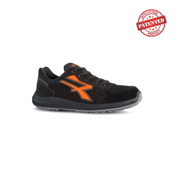 Upower Orion S ESD Calzado de Seguridad Bajos - Talla 35 - Gamuza Perforada, Puntera de Aluminio, Antideslizante, Antiarrugas, Suela PU/PU High Rebound, Proteccion S1PS FO SR - Color Negro/N