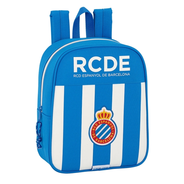 Safta RCD Espanyol Mochila Guarderia - Adaptable a Carro - Tarjeta de Identificacion - Asa de Mano - 6L - 220x100x270mm - Color Azul y Blanco