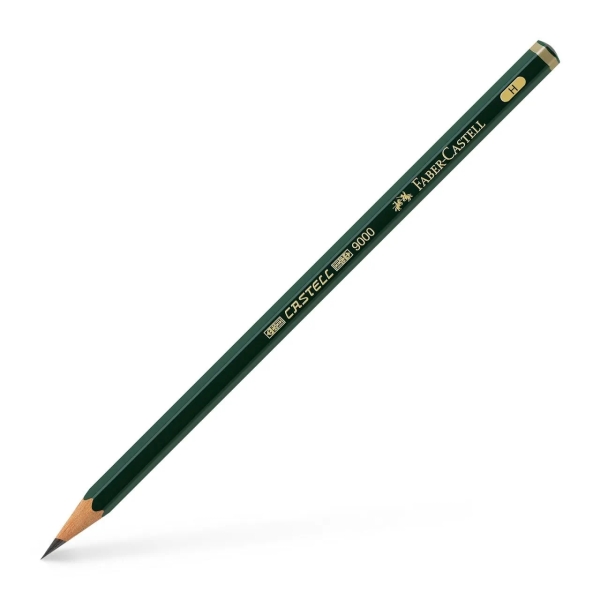Faber-Castell Castell 9000 Lapiz de Grafito H - Mina Resistente a la Rotura - Ecologico · Pack de 12 uds.