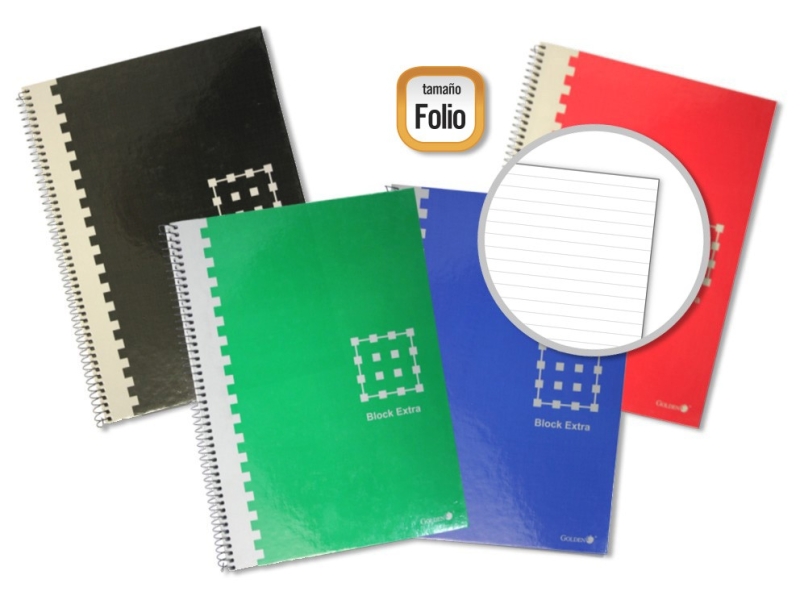 Golden Cuaderno Espiral Folio 80 Hojas 60grs 1 Raya - Margen Remarcado - Tapa Extradura - Colores Surtidos · Pack de 6 uds.