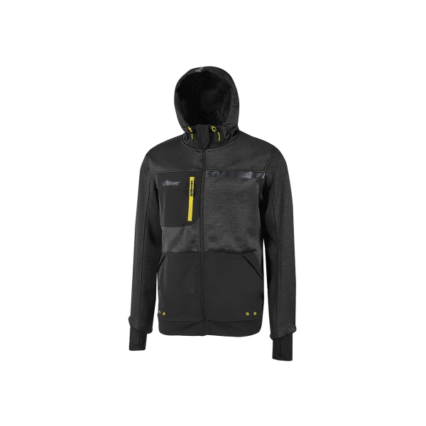 Upower Galaxy Sudadera de Trabajo con Cremallera - Talla 2XL - Material Suave y Transpirable, Secado Rapido, Bolsillos con Drenaje, Capucha Regulable, Banda Reflectante, Proteccion DPI1 - Co