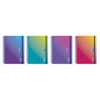 Oxford Gradient Agenda Escolar con Espiral - Castellano - Tapa Extradura - Formato Cuartilla - Semana Vista - Colores Surtidos · Pack de 10 uds.