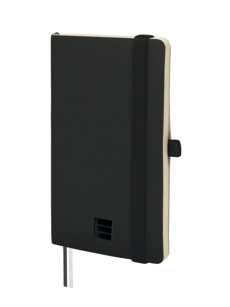Finocam Nexo Cuaderno de Tapa Blanda - 72 Hojas - 90x150mm - Papel Crema de 80g/m2 - Bolsillo Interior - Cierre con Goma - Portaboligrafo - Hojas Microperforadas - Color Negro