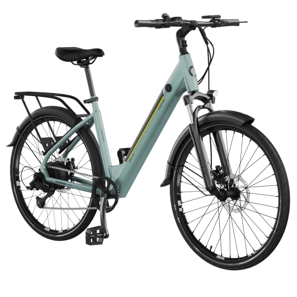 Cecotec Urban Bicicleta Electrica de 28" - Doble Disco de Freno Hidraulico - Autonomia hasta 90km - Cambio Shimano de 7 Velocidades - Bateria de 36V y 12.8Ah - Suspension Delantera - Color M