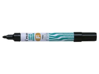 Pilot Super Color Rotulador Permanente Multisuperficie - Punta Fina de Fibra Conica - Tinta Base Alcohol Libre de Xileno - Cuerpo Metalico - Color Negro · Pack de 12 uds.