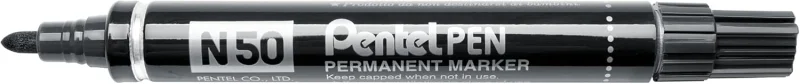 Pentel Pen N50 Rotulador Permanente - Punta de 4.3mm - Resistente a Agua y Luz - Color Negro · Pack de 12 uds.