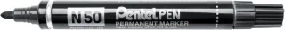 Pentel Pen N50 Rotulador Permanente - Punta de 4.3mm - Resistente a Agua y Luz - Color Negro · Pack de 12 uds.