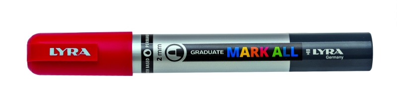 Lyra Mark All Rotulador Permanente - Multisuperficie - Punta Redonda - 2mm - Color Rojo · Pack de 6 uds.
