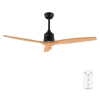 Cecotec EnergySilence Aero 5270 Black and WhiteWood Ventilador de Techo de 3 Aspas - 40W - Diametro de 52" - Temporizador - 6 Velocidades - Modo Invierno - Altura Ajustable - Color Negro