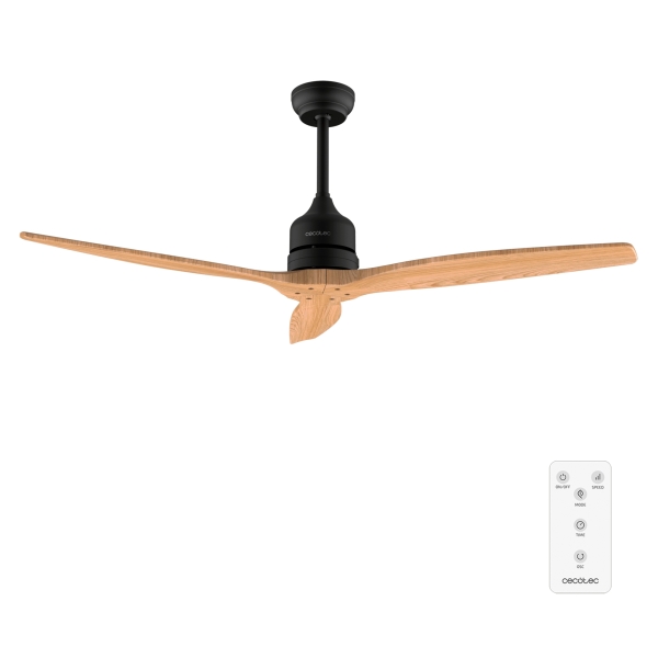 Cecotec EnergySilence Aero 5270 Black and WhiteWood Ventilador de Techo de 3 Aspas - 40W - Diametro de 52" - Temporizador - 6 Velocidades - Modo Invierno - Altura Ajustable - Color Negro