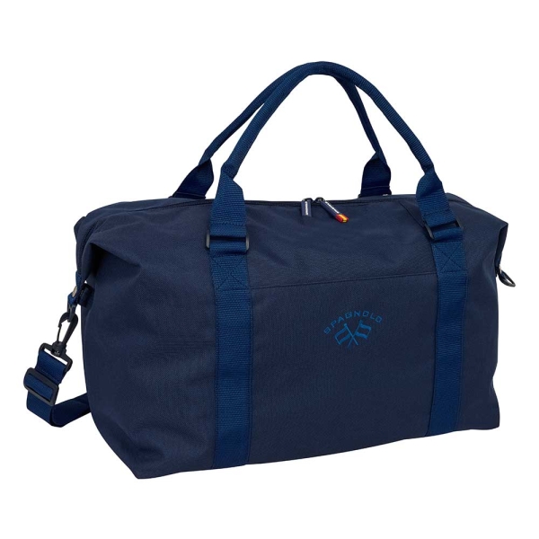 Safta Spagnolo Bolsa de Fin de Semana - Bandolera Ajustable - Bolsillo Frontal - Cremallera Bidireccional - Asas de Mano - 50x29x22cm - Color Azul Noche