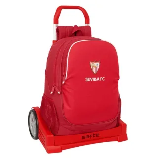 Safta Sevilla FC Mochila con Carro - Cremallera Doble - Hombreras Ergonomicas - Bolsillo Frontal - Asa Superior - Mochila Extraible - Ruedas Antivibracion - Base Reforzada - 320x140x430mm -