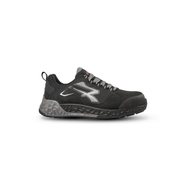 U-Power Red Stratos Euron ESD Calzado de Seguridad - Talla 35 - Material U-KNIT Elastico Transpirable - Puntera NanoFiber Sin Metal - Plantilla Antipinchazos - Suela U-Power Foam con Banda de Rodadura HRO - Protección S1PS HI HRO FO SR - Color Negro