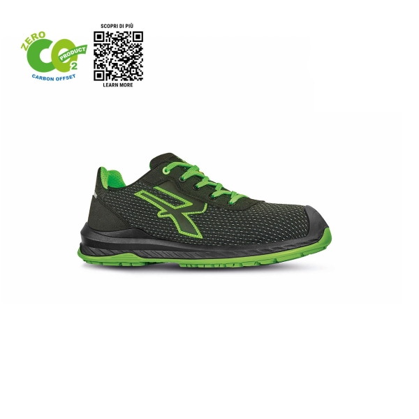 Upower Island UK S ESD Calzado de Seguridad Carbon Neutral - Talla 35 - Proteccion S3S CI FO SR, Confort y Seguridad - Color Negro/Verde