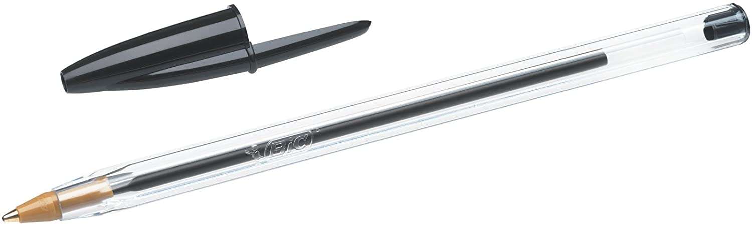Bic Cristal Original Boligrafo de bola - Punta redonda de 1.0mm - Trazo 0.4mm - Tinta con Base de Aceite - Color Negro · Pack de 50 uds.