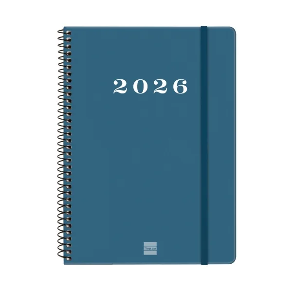 Finocam My Agenda de Espiral - Anual 2026 - Tapa Dura Antirayaduras - Formato E10 - 171x9x212mm - Semana Vista Horizontal - Color Azul