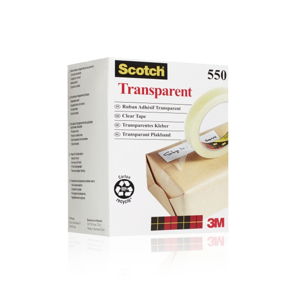 Scotch 550 Pack de 8 Cintas Adhesivas 19mm x 66m - Transparente